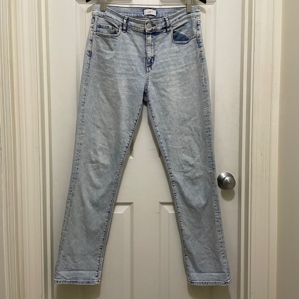 LOFT‎ Outlet Straight Leg Jeans Mid Rise Light Acid Wash Denim Women's Size 6